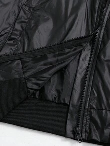 SHEIN Chaqueta casual con cremallera y cuello de béisbol de unicolor para chicos adolescentes, versátil y adecuada para ir al trabajo, la escuela, actividades casuales, viajes, fiestas al aire libre, deportes, ideal para otoño/invierno - Negro - Ver 7