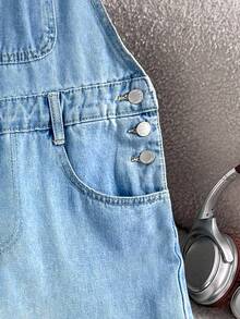 Comfortcana Women's Casual Denim Bib Pants, Spring & Summer - Light Wash - View 4