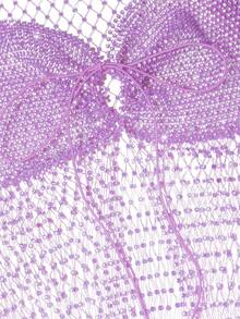 SHEIN Unity Women's Rhinestone Fishnet Cropped Top, Suitable For Bar, Party, Music Festival - Dusty Purple - View 3