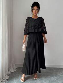 Elenzga Women's Wedding/Birthday Party/Event Dress, Suitable For Autumn - Black - View 3