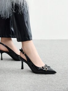 CUCCOO BIZCHIC 女士尖头高跟鞋，性感细高跟鞋，户外/通勤/派对/婚礼/办公室鞋，黑色 - 黑色 - 查看 4