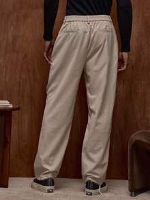 Musero Straight Leg Tailored Pleat Trouser Pants Belt Loop Detail Summer Spring Vacation Holiday Smartwear - Black - View 4