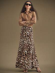 Ontre Jesień/zima 2025, Nowość w modzie casualowej, Brąz kawowy, Modny wzór w panterkę, Miękki i wygodny aksamit, Dopasowany prosty krój, Damska spódnica elastyczna, Biznesowy casual, Dojazdy do pracy, Odzież codzienna, Jesień/zima - Wielokolorowe - Zobacz 3