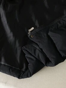Áo khoác parka trùm đầu dày cho bé trai, cổ lông giả, khóa kéo, túi, tay dài, thời trang cho mùa thu/đông - màu đen - Xem 11