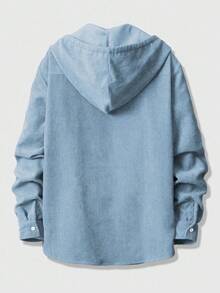 ROMWE MEN Street Life Men's Casual Solid Color Hooded Long Sleeve Jacket, Fall/Winter