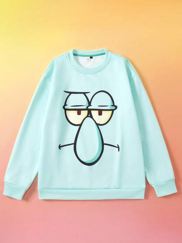 SpongeBob SquarePants | SHEIN Sudadera casual con gráfico de dibujos animados para hombres en otoño
