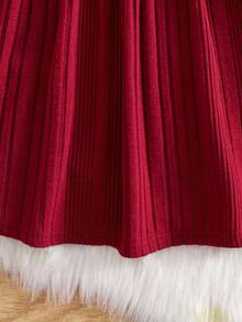 Neugeborenes Baby Mädchen Lässig einfach süß gestrickt weich mit elastischem Anti-Grab Material einfarbig Rundhals Rüschen Langarm Taille Kleid geeignet für Geburtstagsfeiern, Abendveranstaltungen, Aufführungen, Hochzeiten, Taufen, Eröffnungszeremonien, geeignet für den täglichen Gebrauch, geeignet für die Schule, geeignet für Reisen, geeignet für Herbst- und Wintersaison