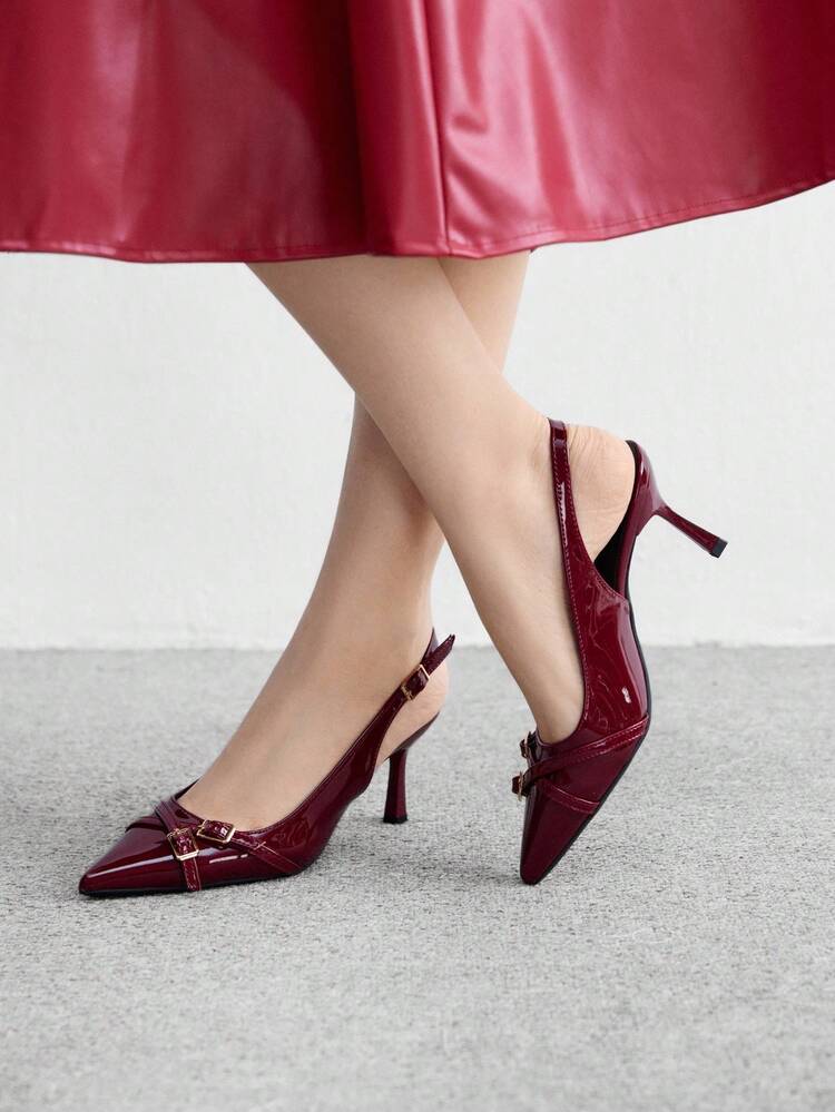 CUCCOO BIZCHIC Women's Pointed Toe High Heel Pumps, Sexy Stiletto Heels, Outdoor/Commute/Party/Wedding/Office Shoes, Wine Red For Christmas Spring Shoes