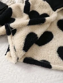 Elladie kids 3 件套青少年女孩冬季新装：2-25 白色吊带背心、蓬松心形印花夹克、休闲喇叭裤、简约而时尚的家居服、户外、通勤多功能防寒套装秋季 - 卡其色 - 查看 9