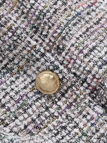 Livesso 春季新款法式方领收腰无袖女式上衣，显瘦格子图案