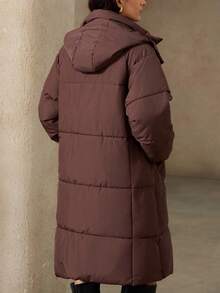 Aveloria Rosie Women's Mid-Length Padded Coat, Stand Collar Hooded, Loose Fit, Warm, Casual, Versatile, Korean Style, Winter