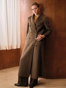 MOTF PREMIUM WOOL DOUBLE BREASTED OVERCOAT - Coffee Brown - View 7