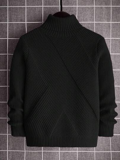 SHEIN سترة محبوكة بياقة دائرية للأولاد الأوسط بأضلاع