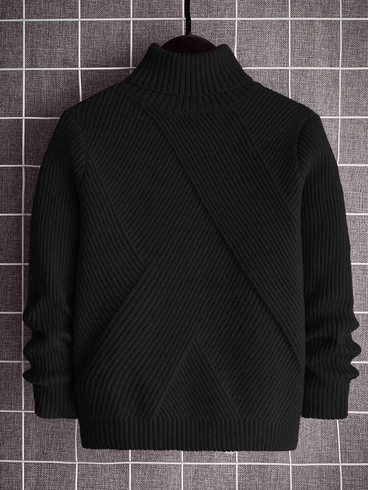 Tween Boy Turtleneck Ribbed Knit Sweater,In Fall/Winter