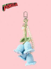 POKOJA LAND 1PC  Lily Of The Valley Keychain 4 Flowers Pearl Chain Crochet Bag Charm Korean Style Ins Aesthetic Cute Handmade Gift Spring Summer Accessory Unique - Multicolor - View 4