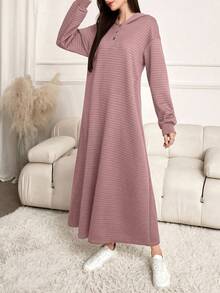 Lacomfia Áo nỉ dài tay có mũ trùm đầu màu trơn thường ngày dành cho nữ - Hồng - Xem 7