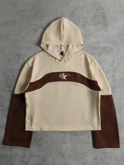 Street Life Men's Vintage Patchwork Contrast Color Hoodie Punk Sweatshirt, Fall