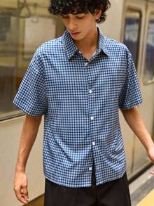 Open Phase STONE DISTRICT Men's Summer Plaid Short Sleeve Single-Breasted Casual Shirt, Academy, Button-Up Shirts Spring To Summer - Multicolor - View 4