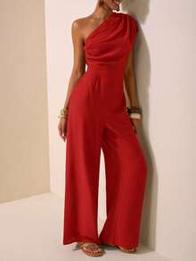 Zivah 2025 Spring/Summer New Style Music Festival, Easter, St. Patrick's Day, Western, Nomadic, Birthday Party, Graduation, Campus, Student Wear, Casual Outings, Versatile, Leisure, Cruise Travel, Beach, Sunbathing, Viral Online, Street Fashion, Elegant Asymmetric Texture Fabric Brown Belted Jumpsuit