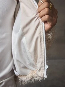 AXEPEAK Áo khoác nam dệt thời trang, tay dài, thường ngày, dành cho mùa thu, đông - Màu be - Xem 7