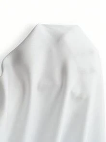 SHEIN Clasi 缎面纯色纽扣前襟衬衫，适合节日派对穿着 - 白色 - 查看 7