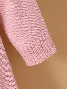 Genkimix Kids Baby Mädchen Lässig Farbblock Rüschen Saum Strickkleid, Herbst/Winter - Pink - Übersicht 6