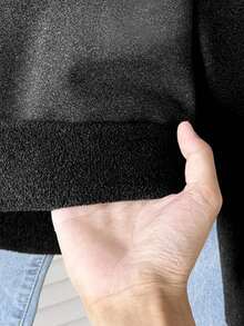 SHEIN Tween Girls' Basic Casual Sporty Turtleneck Ribbed Trim Long Sleeve Pullover Fitted Fleece Lined Knit Turtleneck T-Shirt, Black Fleece Lined Turtlenecks Black Sweaters For Teens Cute Black Tops Black Tops For Tweens