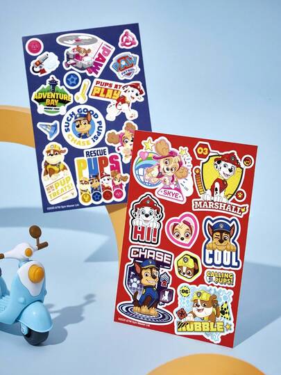 SHEIN | PAW Patrol 2 件不重复图案装饰贴纸，水杯，手机壳 DIY 材料贴纸