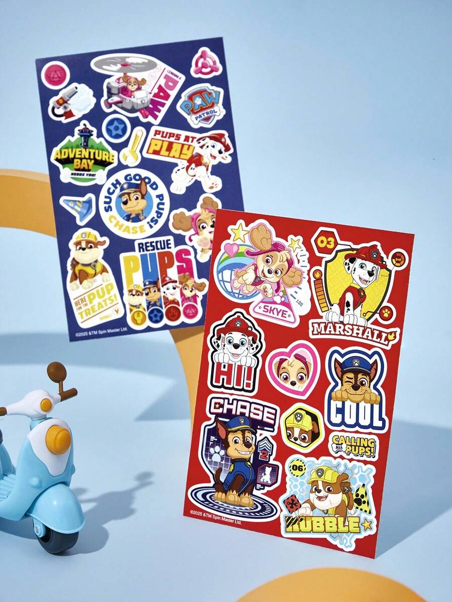 SHEIN | PAW Patrol 2 Pcs Non-Repeating Pattern Decoration Stickers, Water Cup, Mobile Phone Case DIY Material Stickers - Multicolor - View 1