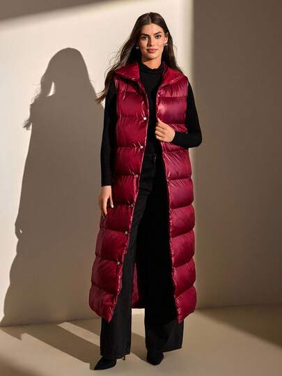 CLARA VERO Women's Quilted Button Down Padded Vest Jacket, Winter