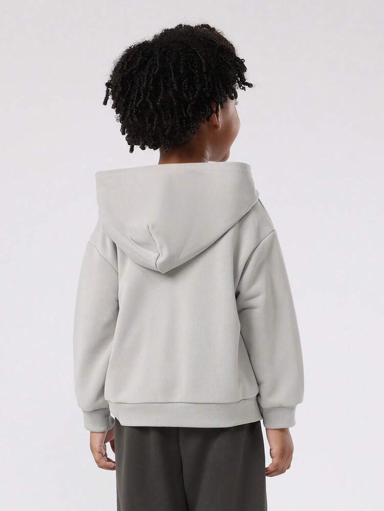Classic Full Zip Hoodie With Centre Pocket And Ribbed Cuffs