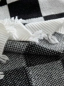 AXEPEAK Pull tricoté décontracté à carreaux colorblocks et délavé pour hommes, automne/hiver - Noir et Blanc - Voir 5