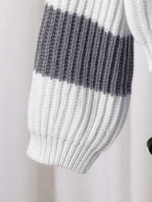 Sparklyn 青少年女孩条纹图案圆领休闲长袖套头毛衣 - 彩色 - 查看 5