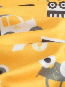 Cozy Pixies 4 pezzi Set pigiama aderente per bambino, stampa di dinosauri cartoni animati, maglia in morbido tessuto a maglia con collo a giro e pantaloni lunghi in vita elastica