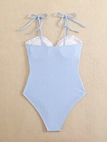 Swim Mod Women's Sexy Tight Holiday Striped Casual One-Piece Swimsuit Halloween Store Celebration Summer Beach Vacation