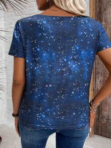 EMERY ROSE 休闲简约虎头花卉印花圆领宽松大码T恤，适合夏季