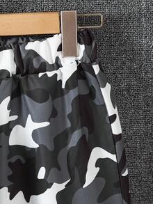 SHEIN 男童户外简约街头风工装裤和连帽衫套装 - 深灰色 - 查看 3