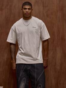 Musero Men Oversized Short Sleeve Graphic Print T-Shirt Fall/SPRING SUMMER - Apricot - View 4