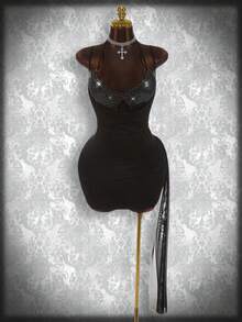 Amplova Y2K Amplova Party Plus Size Dresses Sequined Triangle Bra Strap Sleeveless Sexy Mesh Wrap Stitching Tight Hip Mini Dress Elegant Dresses For Women Wedding Guest Dress Party Dress