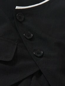 SHEIN Conjunto de 2 piezas para niño pequeño que incluye chaleco de una y pantalones, atuendo de caballero - Negro - Ver 4