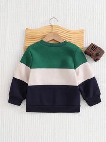 Cozy Pixies 男婴撞色圆领长袖套头卫衣，百搭舒适的秋冬女童服装