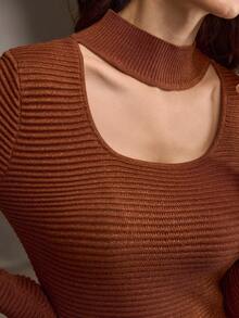 ZEYLAH Woll-Rollkragen Kleid mit taillierter Taille und Meerjungfrau-Saum, Herbst/Winter