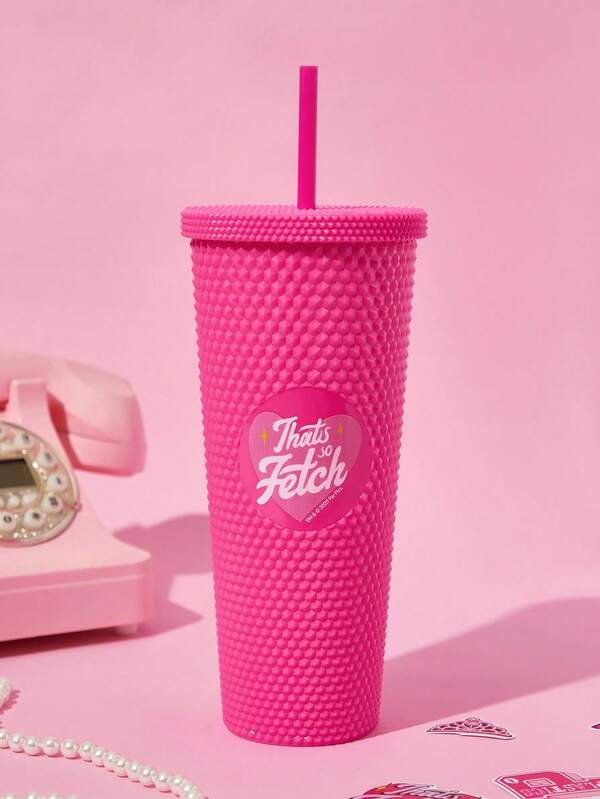 Mean Girls X SHEIN 750 Ml / 25 Oz Pink Straw Cup, Cold Water Cup, Gifts For Friends