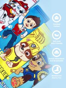 SHEIN | PAW Patrol 4 双棉质柔软透气吸湿排汗儿童男童中筒袜彩色可爱卡通中筒袜加固脚趾和脚跟，经久耐用男女通用适合男孩和女孩所有季节百搭学校和户外夏季冬季、狗、骑手、追逐、废墟 - 彩色 - 查看 3