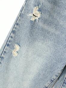 男童百搭休闲直筒修身水洗牛仔裤，适合日常穿着，秋冬街头风。 - 淺色水洗藍 - 查看 5