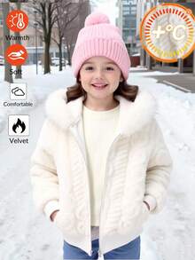 Emery Rose Kids Emery Rose Kids 女童纯色毛绒仿皮草休闲外套 女童毛绒外套 女童冬季外套 抓绒外套 女童仿皮草外套 女童秋季冬季外套 - 白色 - 查看 2
