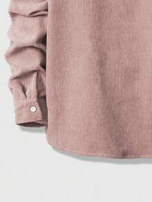 ROMWE MEN Men's Casual Front Button Drawstring Hooded Long Sleeve Shirt, Autumn - Pink - View 4