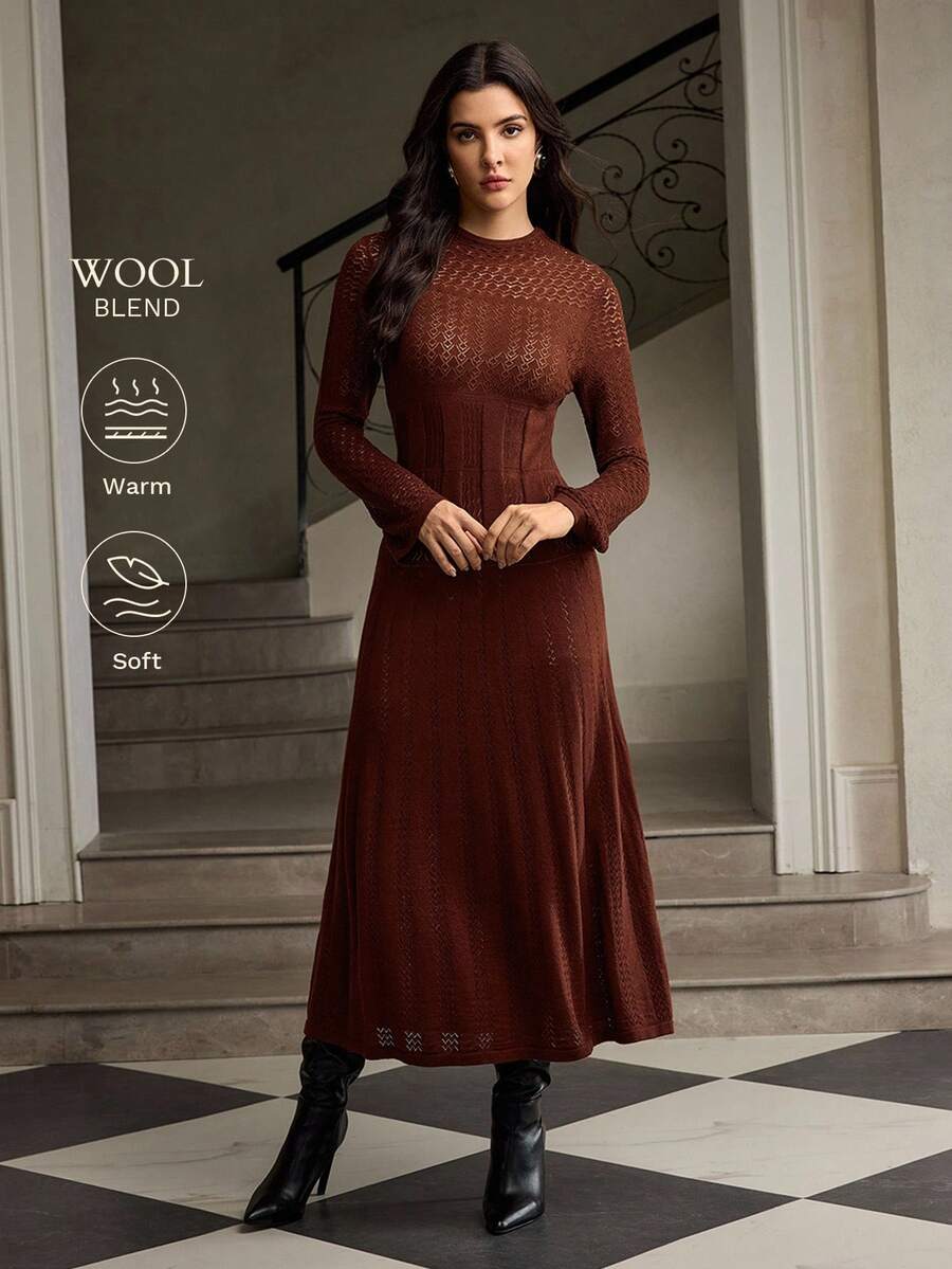 ZEYLAH Women Sweater Dresses Fall /Winter Clothes - Burgundy - View 1