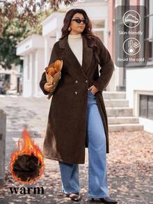 Vionelle Plus Size Solid Color Minimalist Casual Long Sleeve Jacket Winter Autumn Fall