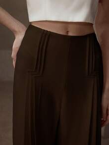 MOTF PREMIUM ELEGANT STRUCTURED WIDE LEG SUIT PANTS - Coffee Brown - View 6